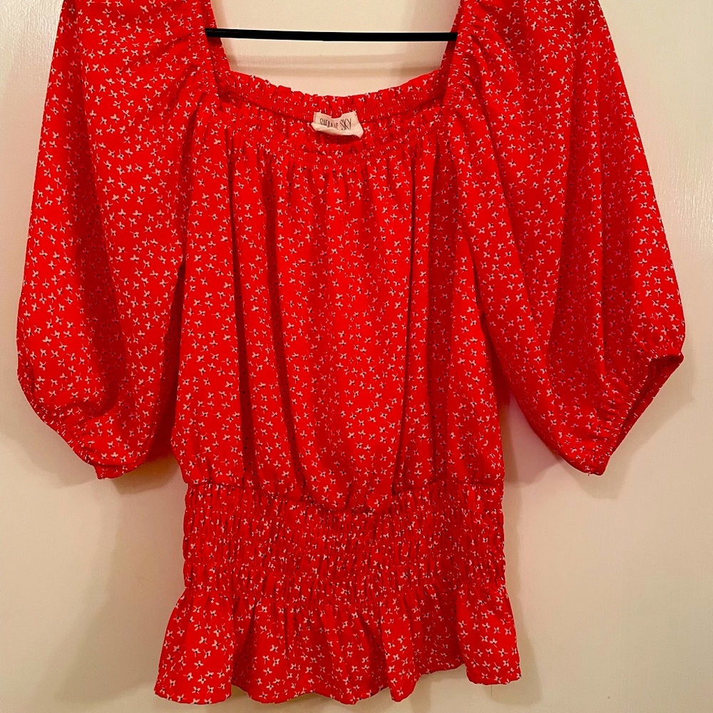Women’s Sienna Sky red blouse with white flowers